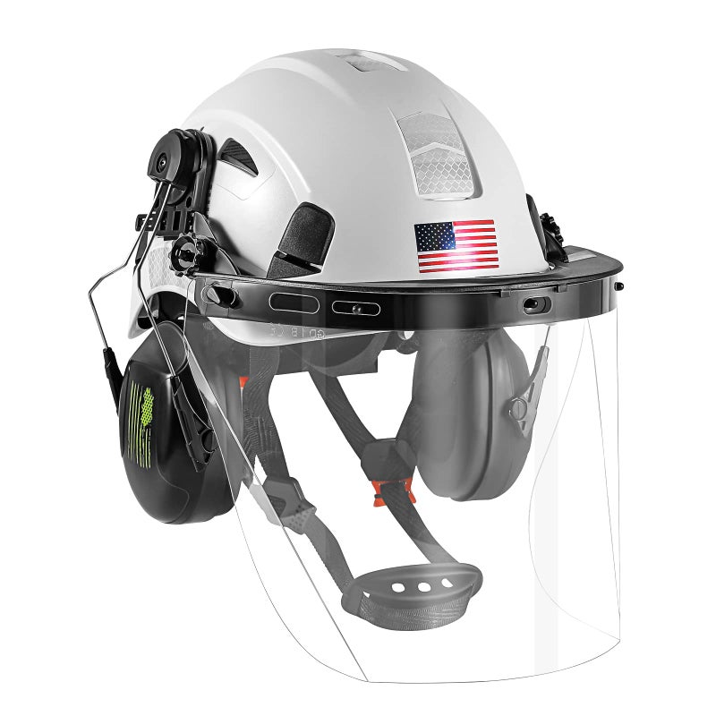 GREEN DEVIL Forestry Safety Helmet Chainsaw Helmet with Polycarbonate Full Clear Visor and Ear Muffs 3 in 1 Forestry Hard Hat - Image 1